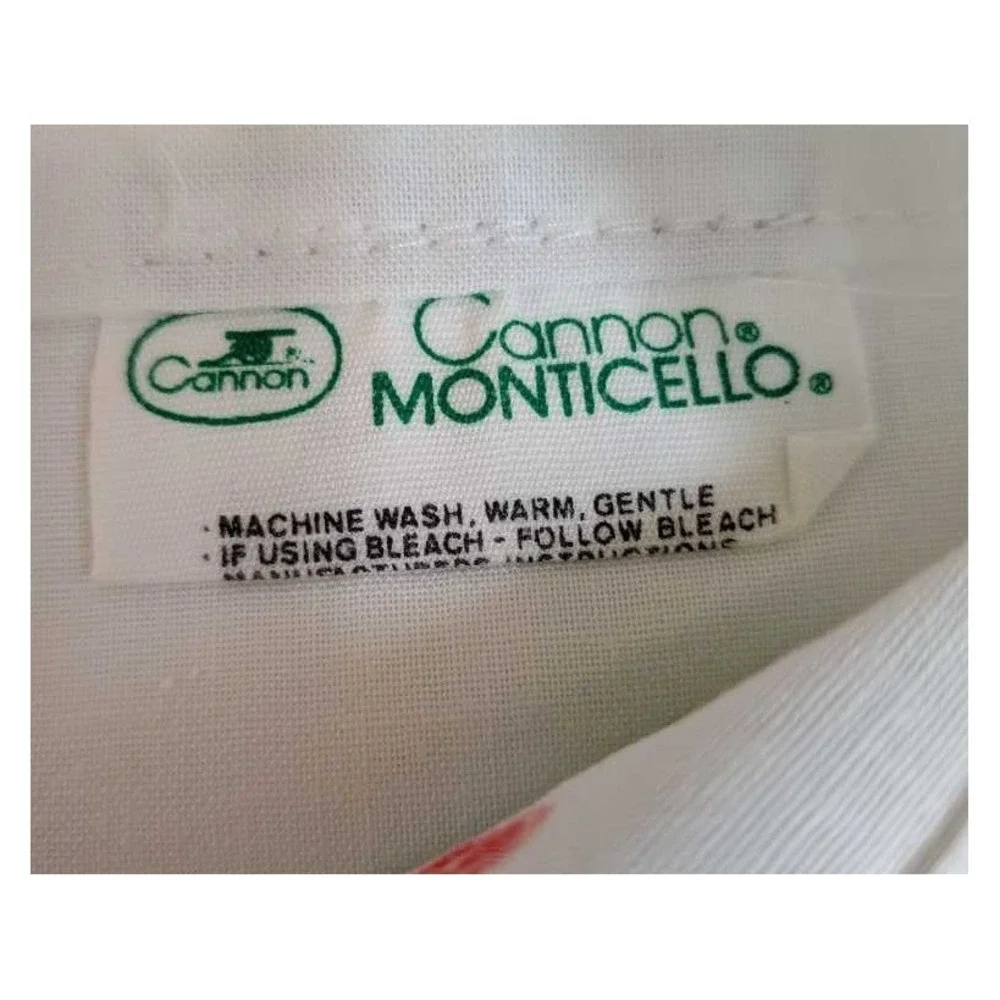 Cannon Monticello Embroidered Pillowcases‎ Red Rose Floral White Cotton Set of 2